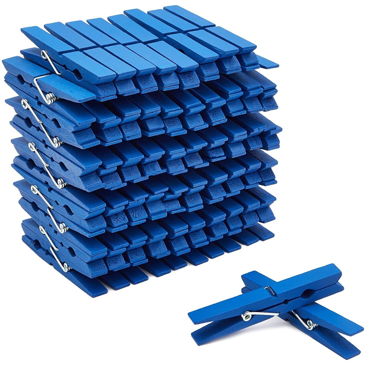 100 Pack Wooden Clothespins for Hanging Laundry, Crafts, Photos (Navy Blue, 4 In)